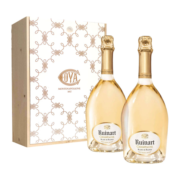 Cassetta in legno - Due bottiglie di Ruinart Blanc de Blancs