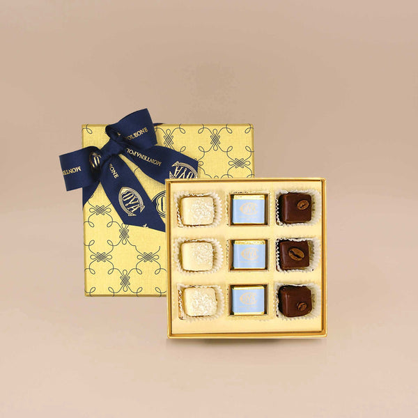 Gold Gift Box with Assorted Pralines and Squares