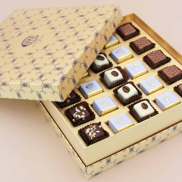 Gold Gift Box with Assorted Pralines and Squares