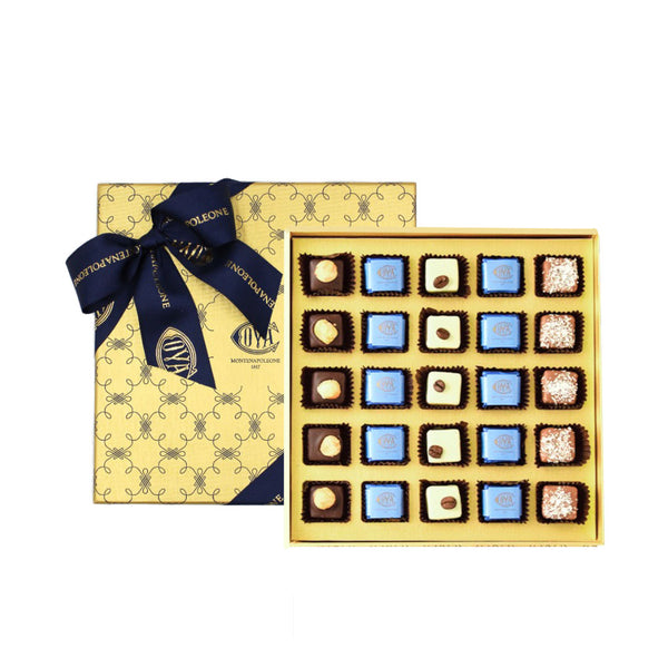 Gold Gift Box with Assorted Pralines and Squares gr.230