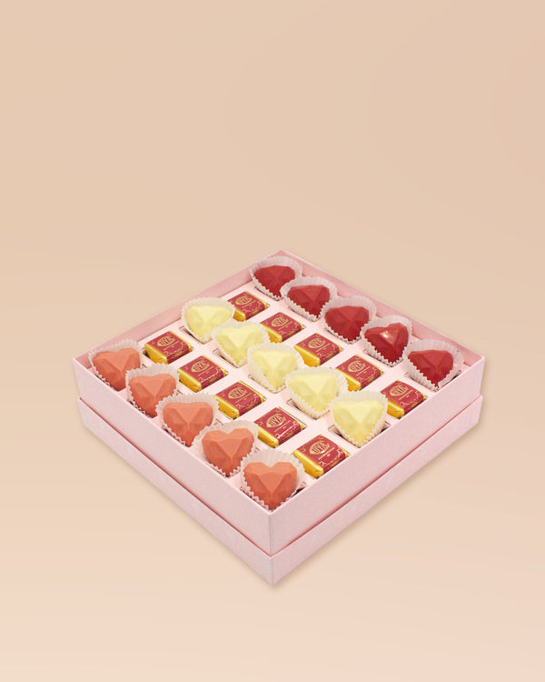 Giftbox rosa con Cuori Diamante e Cremino Pistacchio