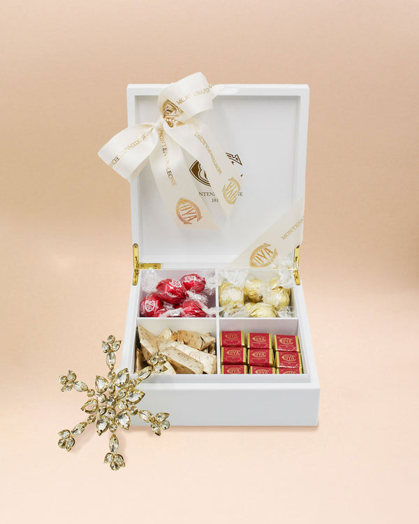 Scatola in Legno "Selezione natalizia Cova" con Cioccolatini Assortiti