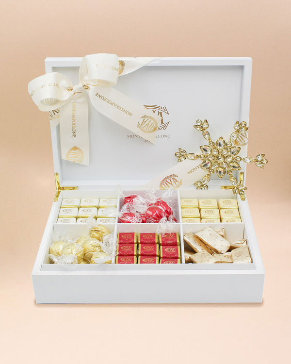 Scatola in Legno "Selezione natalizia Cova" con Cioccolatini Assortiti